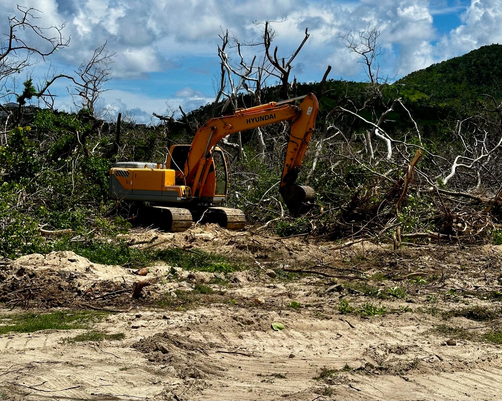Storm damage and site clearing after Hurricane Beryl
