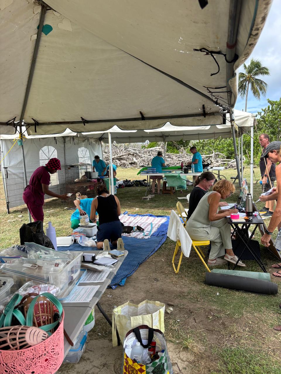 The CAH outreach pop-up clinic operating under tents